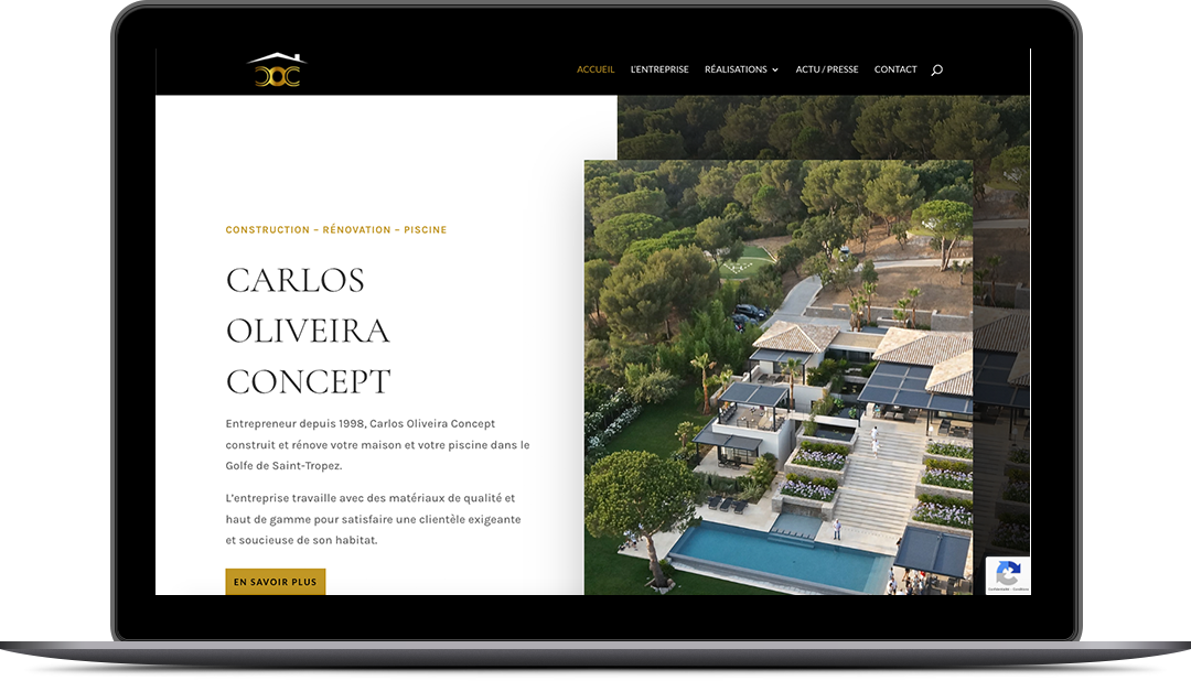 Création d'un site vitrine pour mettre en avant les villas, piscine et autres projets réalisé par Carlos Oliveira Concept