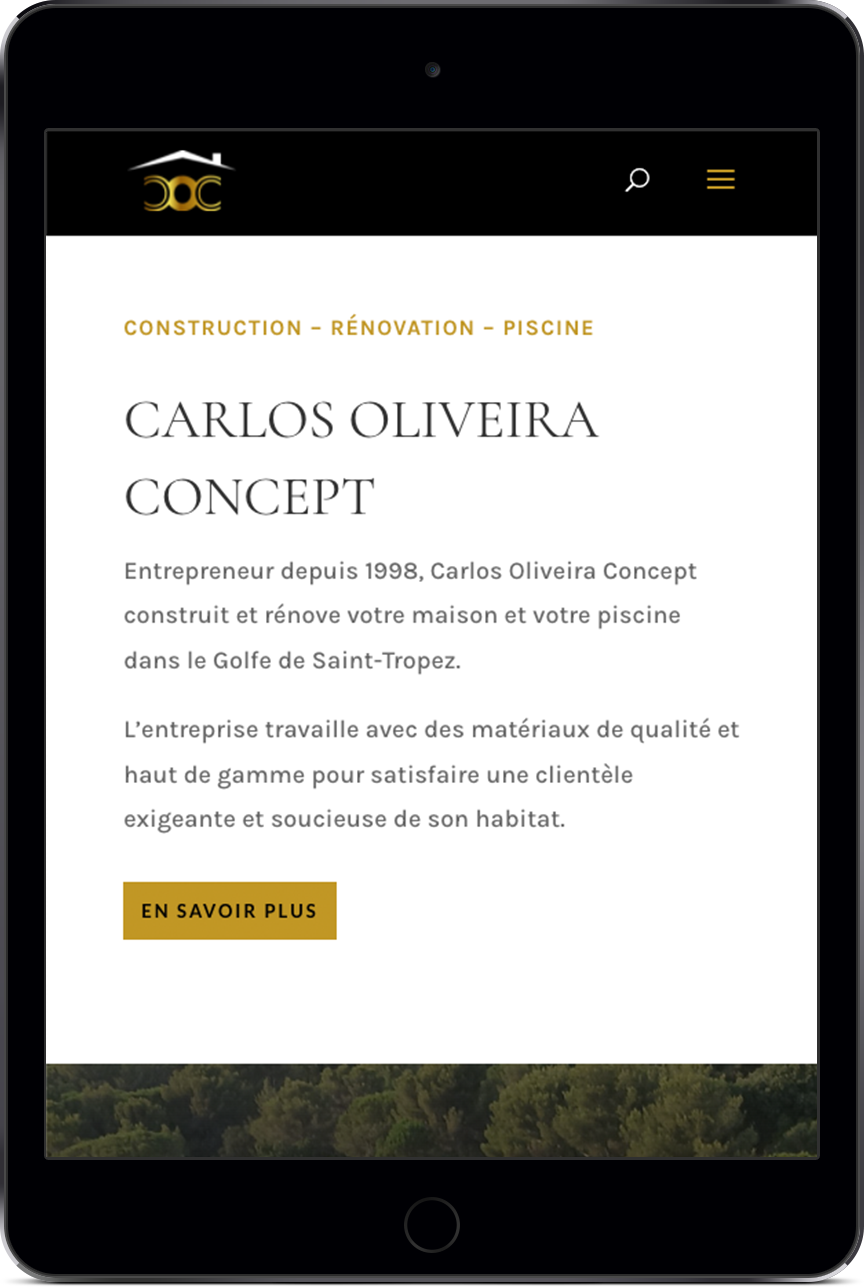 Création site vitrine pour Carlos Oliveira Concept constructeur dans le Golfe de Saint Tropez